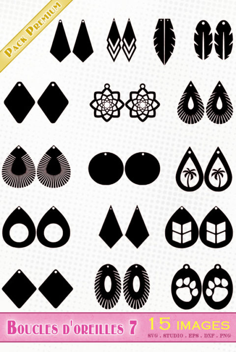 Boucles D Oreilles Pack 7 Fichiers SVG SILHOUETTE DXF EPS PNG