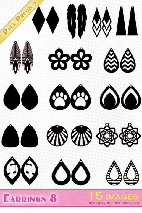 Boucles D Oreilles Pack Fichiers Svg Silhouette Dxf Eps Png