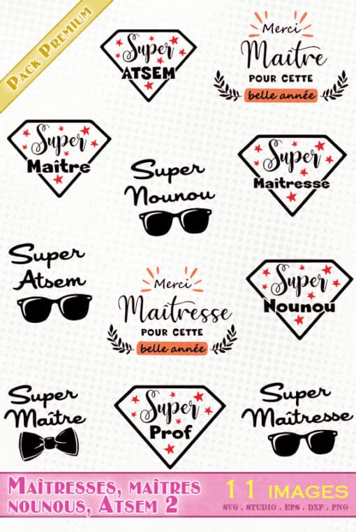 maitre maitresse atsem non fichier svg silhouette studio eps dxf vector fin année scolaire merci