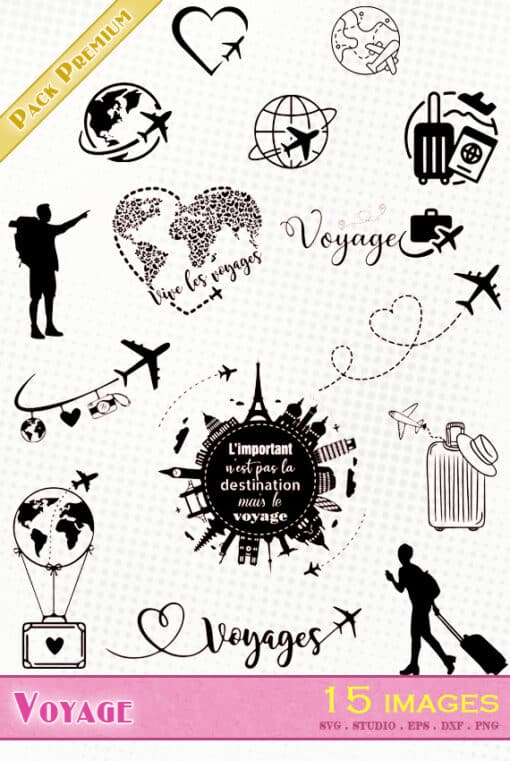 voyage vacances avion travel svg silhouette studio motif eps png dxf